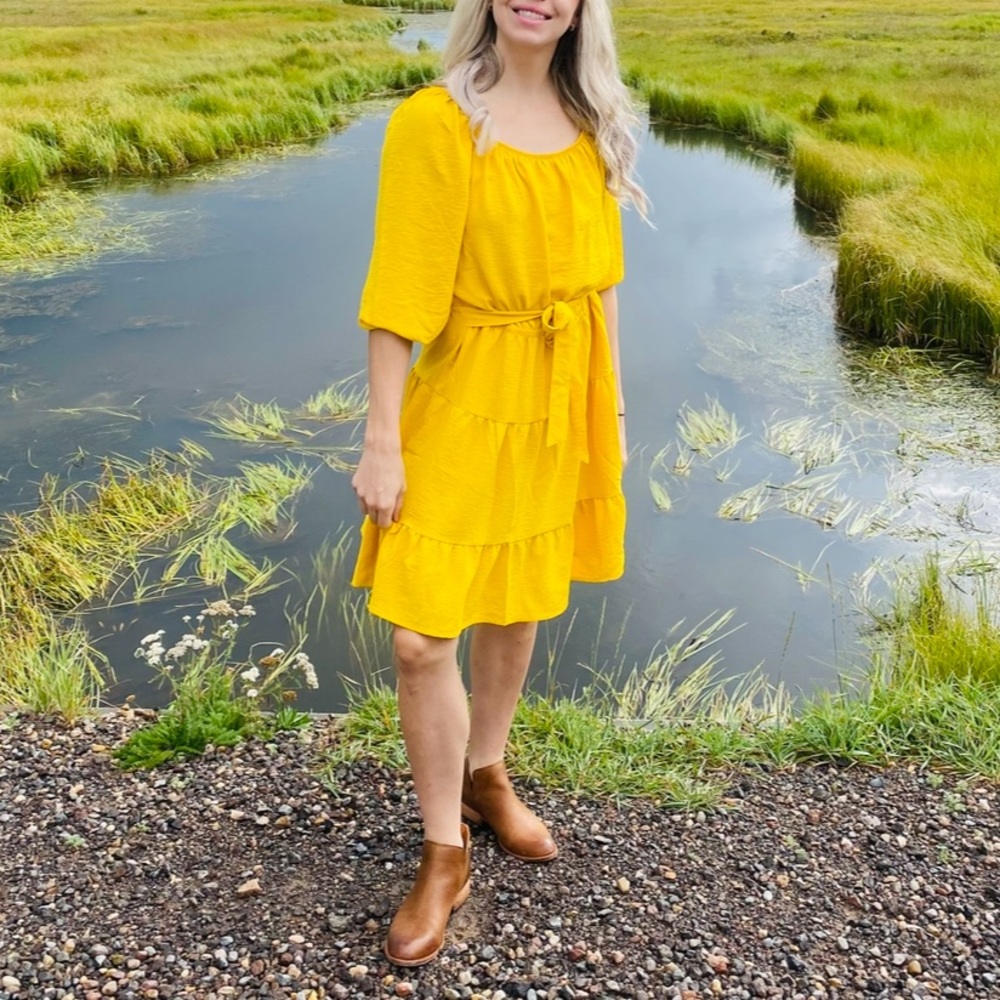 Olvia & Martin yellow flowery dress
